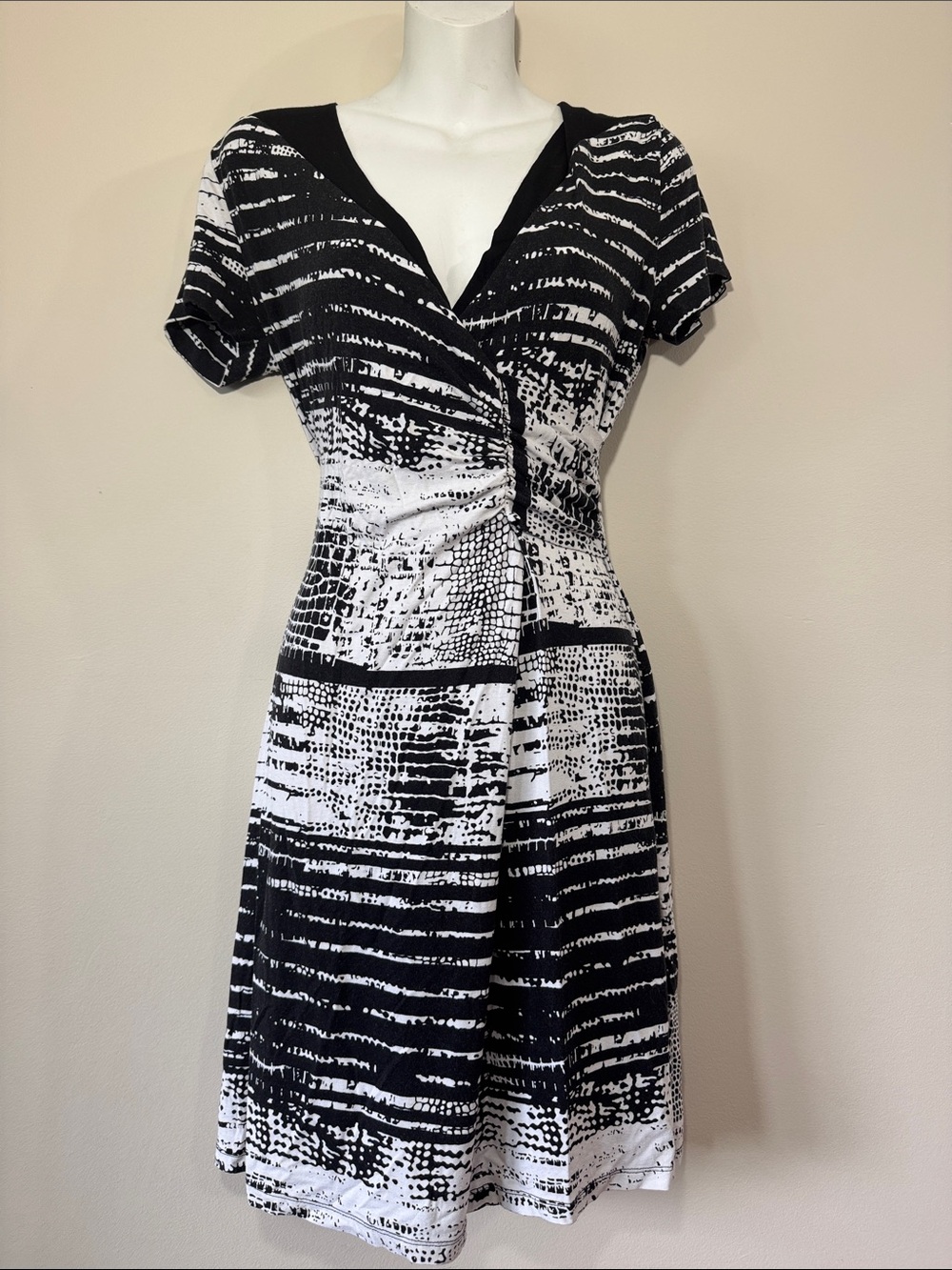 Dolcezza Y2K Abstract Animal Print Black and White Grunge Dress